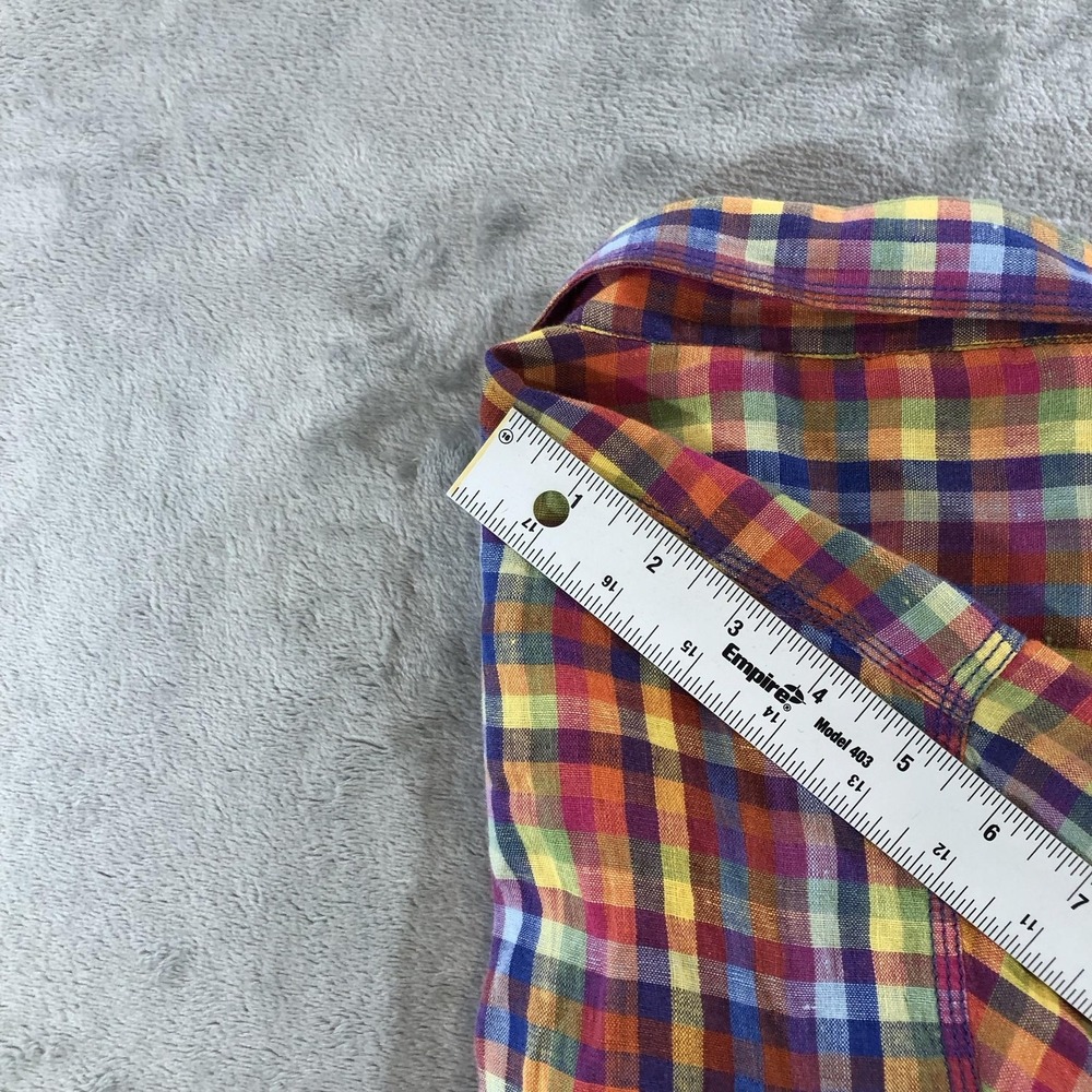 Bugatchi Uomo Shirt Mens Medium Multicolor Linen Long Sleeve Button Front - Picture 16 of 16